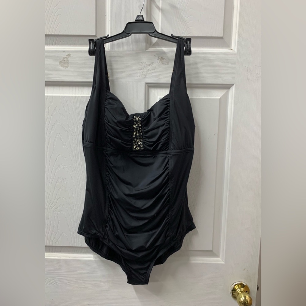 plus size swimsuit Jantzen black Glitz and Glam one piece